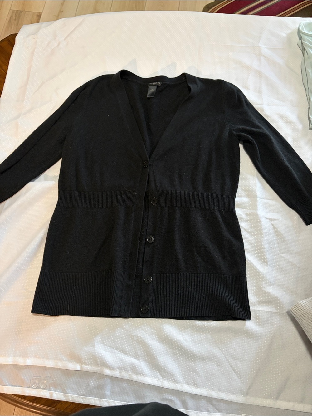 Ann Taylor Black V-Neck Button Cardigan